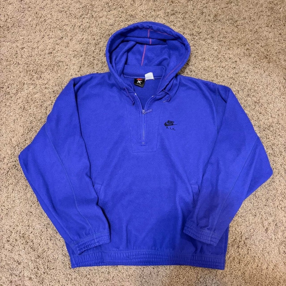 Vintage Nike F.I.T. Cross Training Half Zip Purple Fleece Hoodie Mens Large